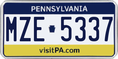 PA license plate MZE5337
