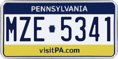 PA license plate MZE5341