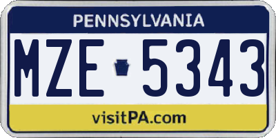 PA license plate MZE5343