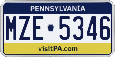 PA license plate MZE5346