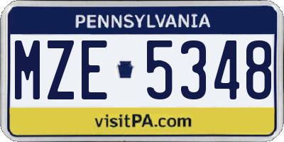 PA license plate MZE5348