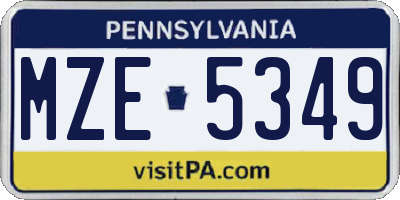 PA license plate MZE5349