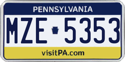 PA license plate MZE5353