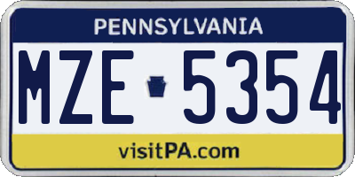 PA license plate MZE5354