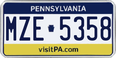 PA license plate MZE5358