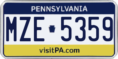 PA license plate MZE5359