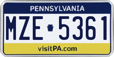 PA license plate MZE5361