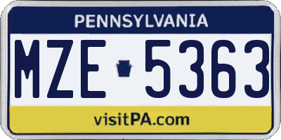 PA license plate MZE5363