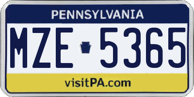 PA license plate MZE5365