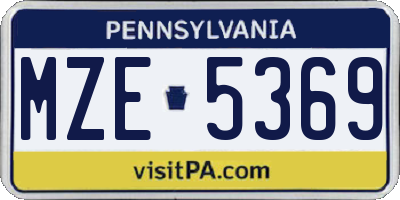 PA license plate MZE5369