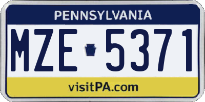 PA license plate MZE5371