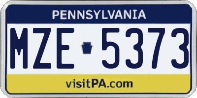 PA license plate MZE5373