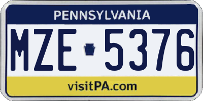 PA license plate MZE5376