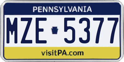 PA license plate MZE5377