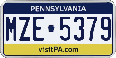 PA license plate MZE5379