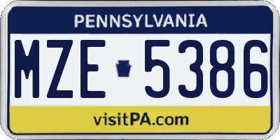PA license plate MZE5386
