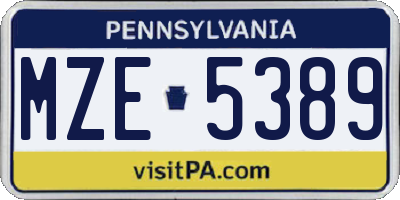 PA license plate MZE5389
