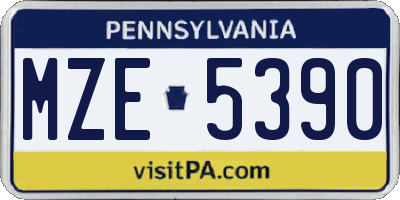 PA license plate MZE5390