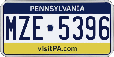 PA license plate MZE5396