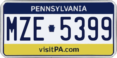 PA license plate MZE5399