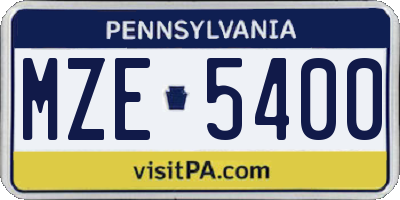 PA license plate MZE5400