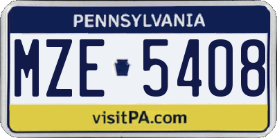 PA license plate MZE5408