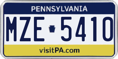 PA license plate MZE5410