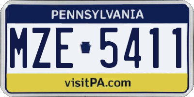 PA license plate MZE5411