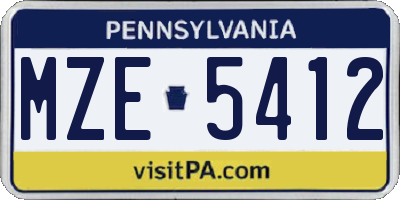 PA license plate MZE5412