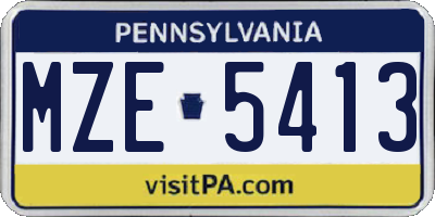 PA license plate MZE5413