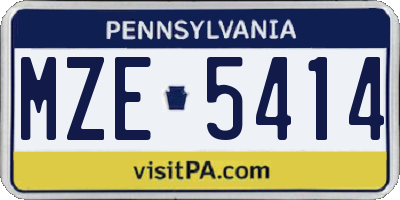 PA license plate MZE5414