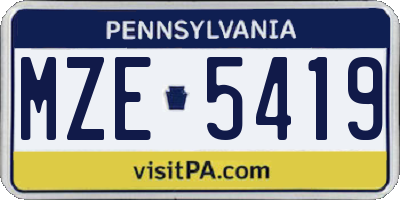 PA license plate MZE5419