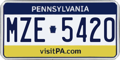PA license plate MZE5420