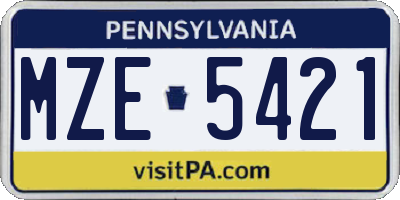 PA license plate MZE5421