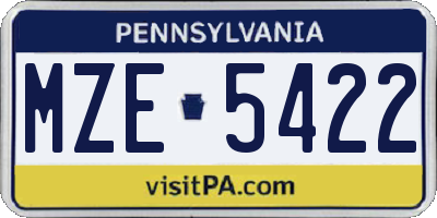 PA license plate MZE5422