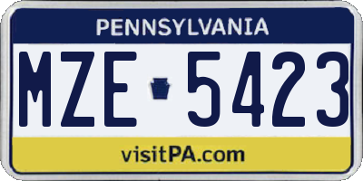 PA license plate MZE5423
