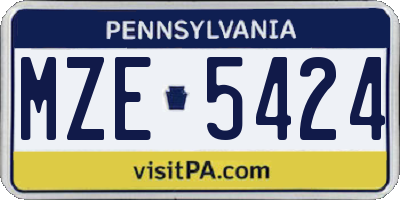 PA license plate MZE5424
