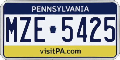 PA license plate MZE5425