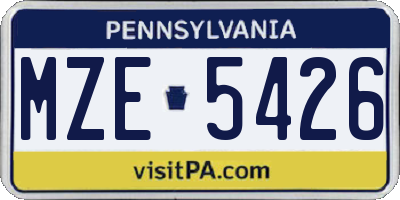 PA license plate MZE5426