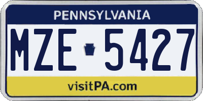 PA license plate MZE5427
