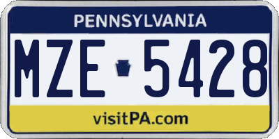 PA license plate MZE5428