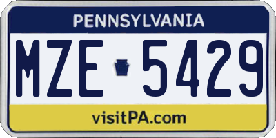 PA license plate MZE5429