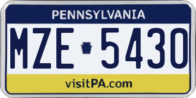PA license plate MZE5430