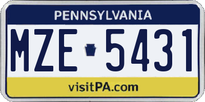 PA license plate MZE5431