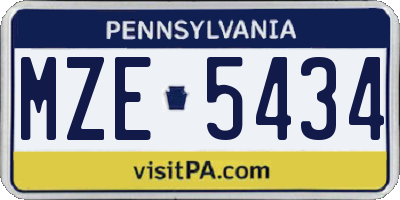 PA license plate MZE5434