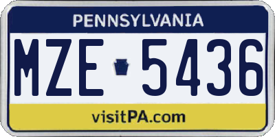 PA license plate MZE5436