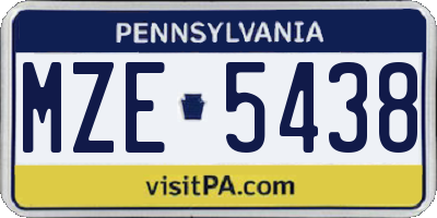 PA license plate MZE5438