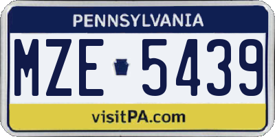PA license plate MZE5439
