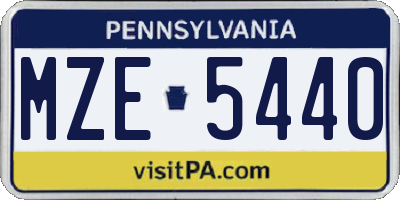 PA license plate MZE5440