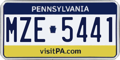 PA license plate MZE5441